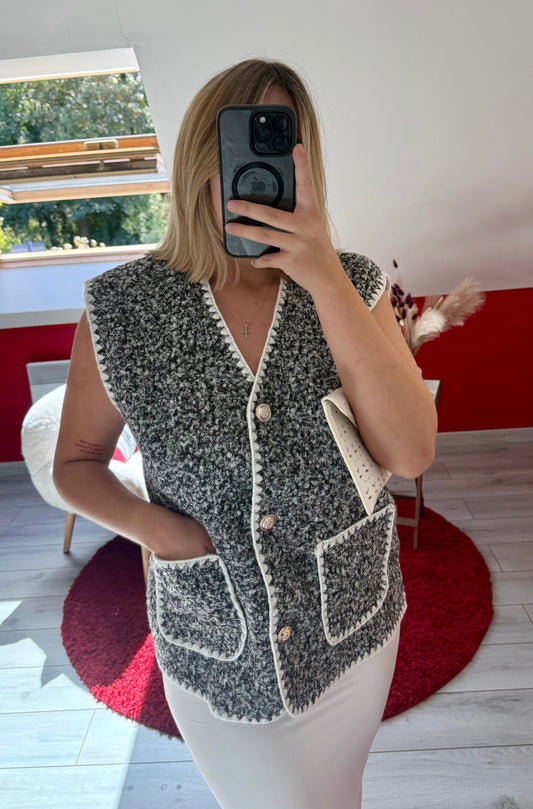 GILET SANS MANCHE GRIS - MaisonKLLY