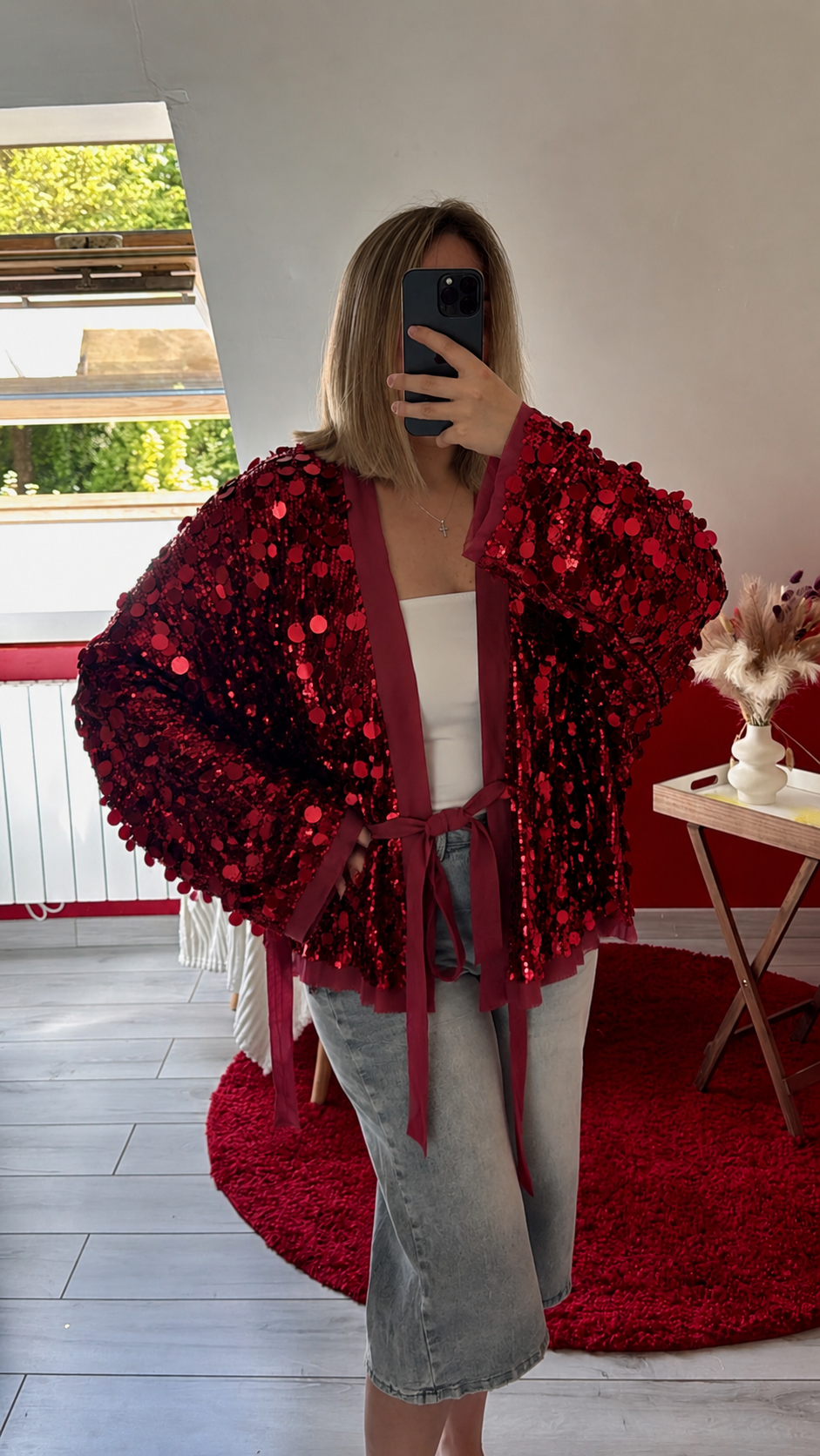 KIMONO SEQUIN PORTEFEUILLE BORDEAUX - MaisonKLLY