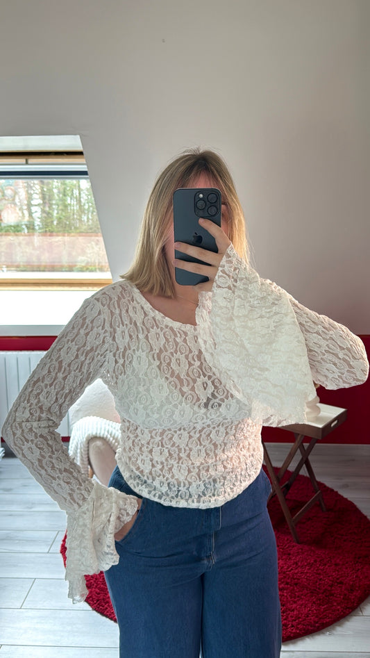 HAUT DENTELLE BLANC - MaisonKLLY