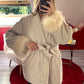 MANTEAU COURT MANCHE FOURRURE BEIGE
