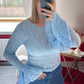 HAUT DENTELLE BLEU - MaisonKLLY