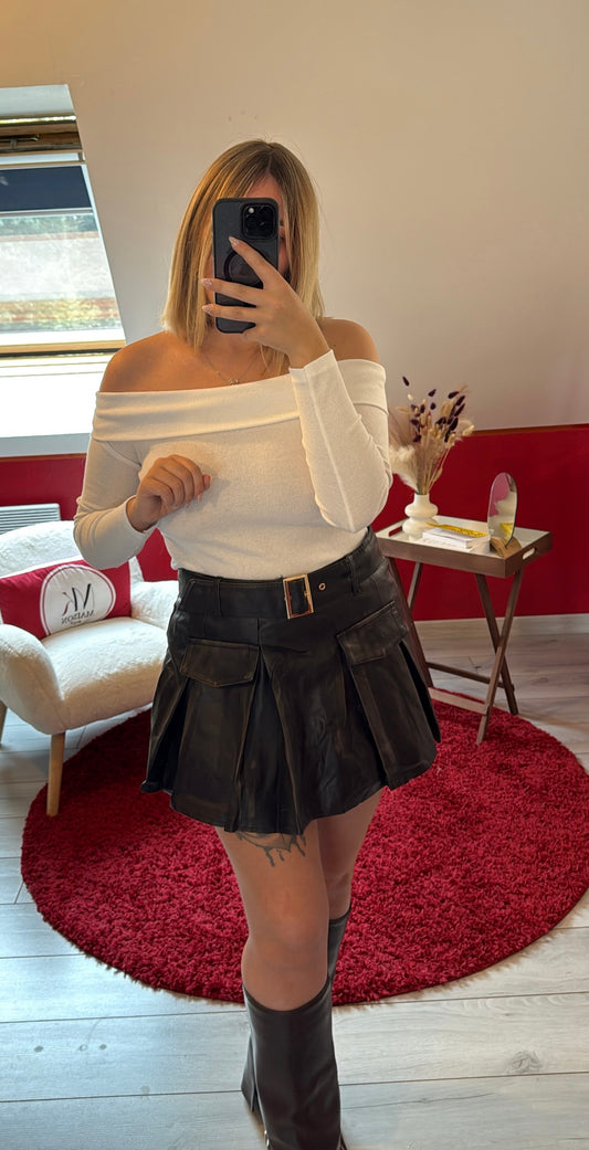 JUPE-SHORT EN CUIR