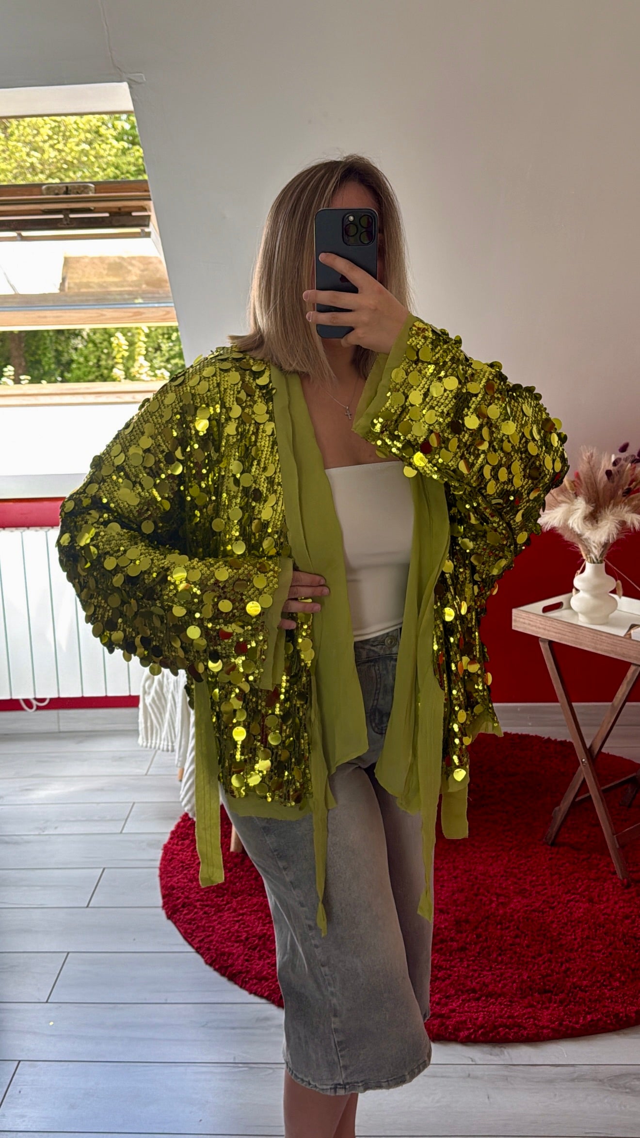 KIMONO SEQUIN PORTEFEUILLE VERT - MaisonKLLY