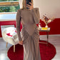 ROBE DOS NU SATIN TAUPE