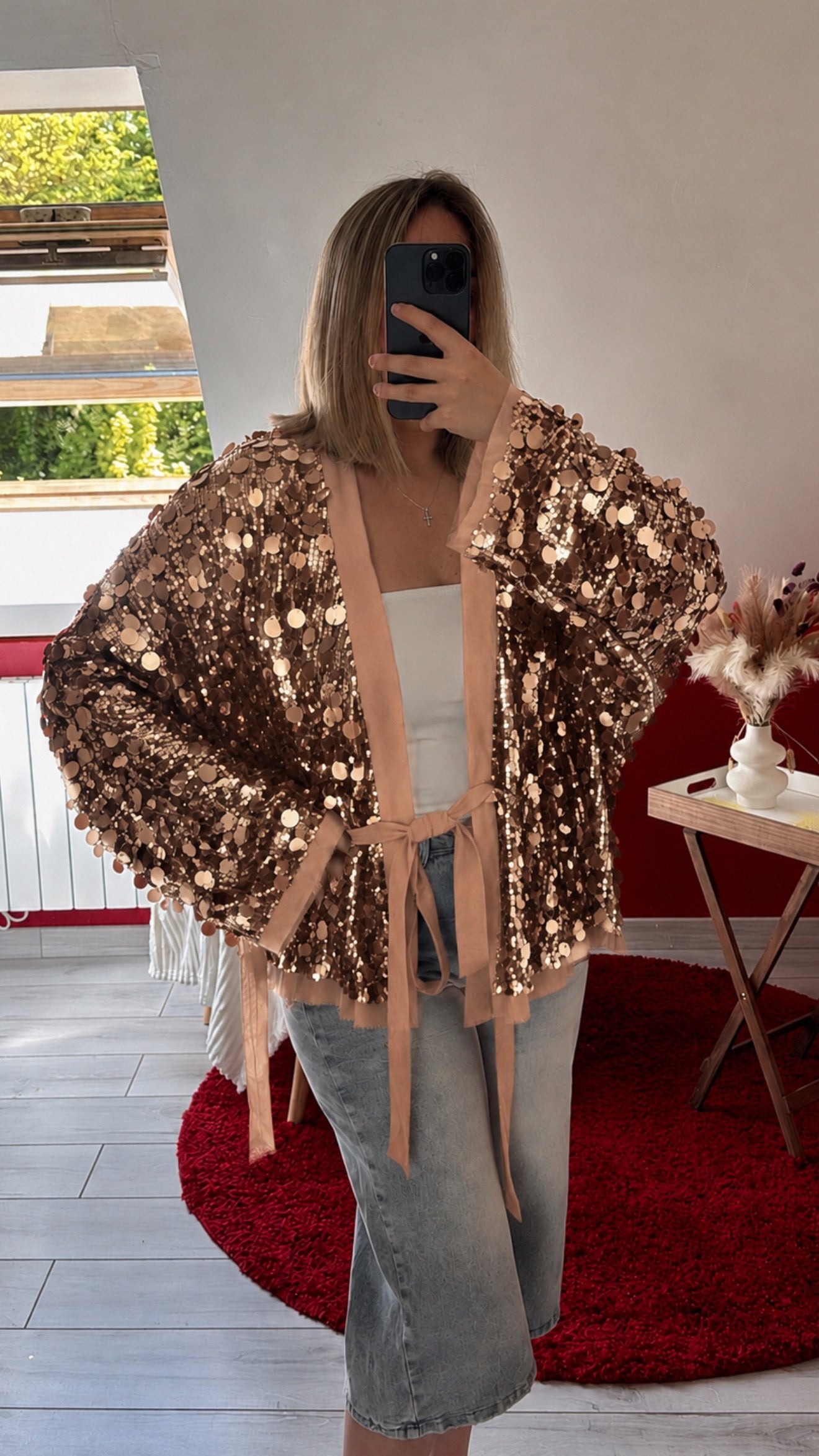 KIMONO SEQUIN PORTEFEUILLE CHAMPAGNE - MaisonKLLY