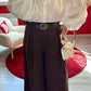 PANTALON FLUIDE CHOCOLAT AVEC CEINTURE - MaisonKLLY