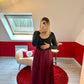 JUPE SATINÉ BORDEAUX - MaisonKLLY