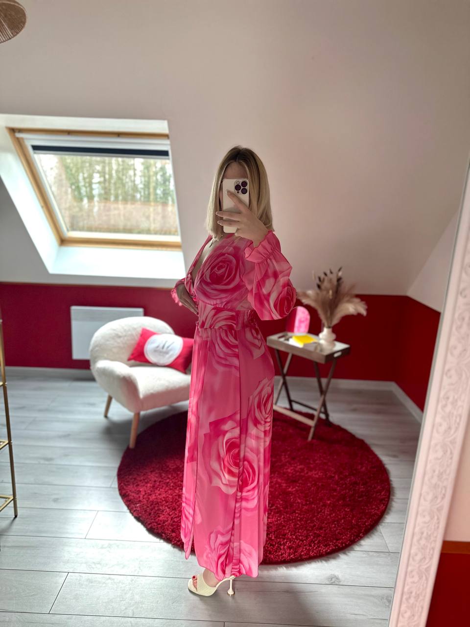 ROBE FLEURS ROSE - MaisonKLLY