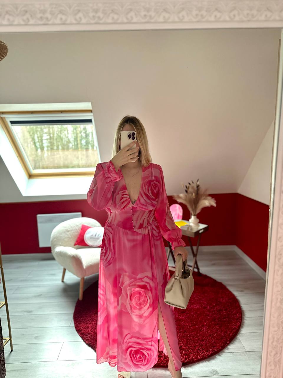 ROBE FLEURS ROSE - MaisonKLLY