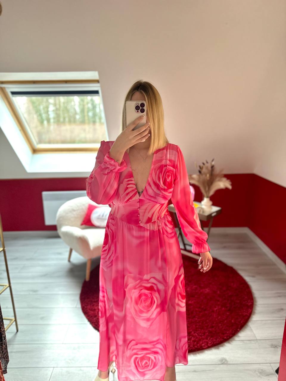 ROBE FLEURS ROSE - MaisonKLLY
