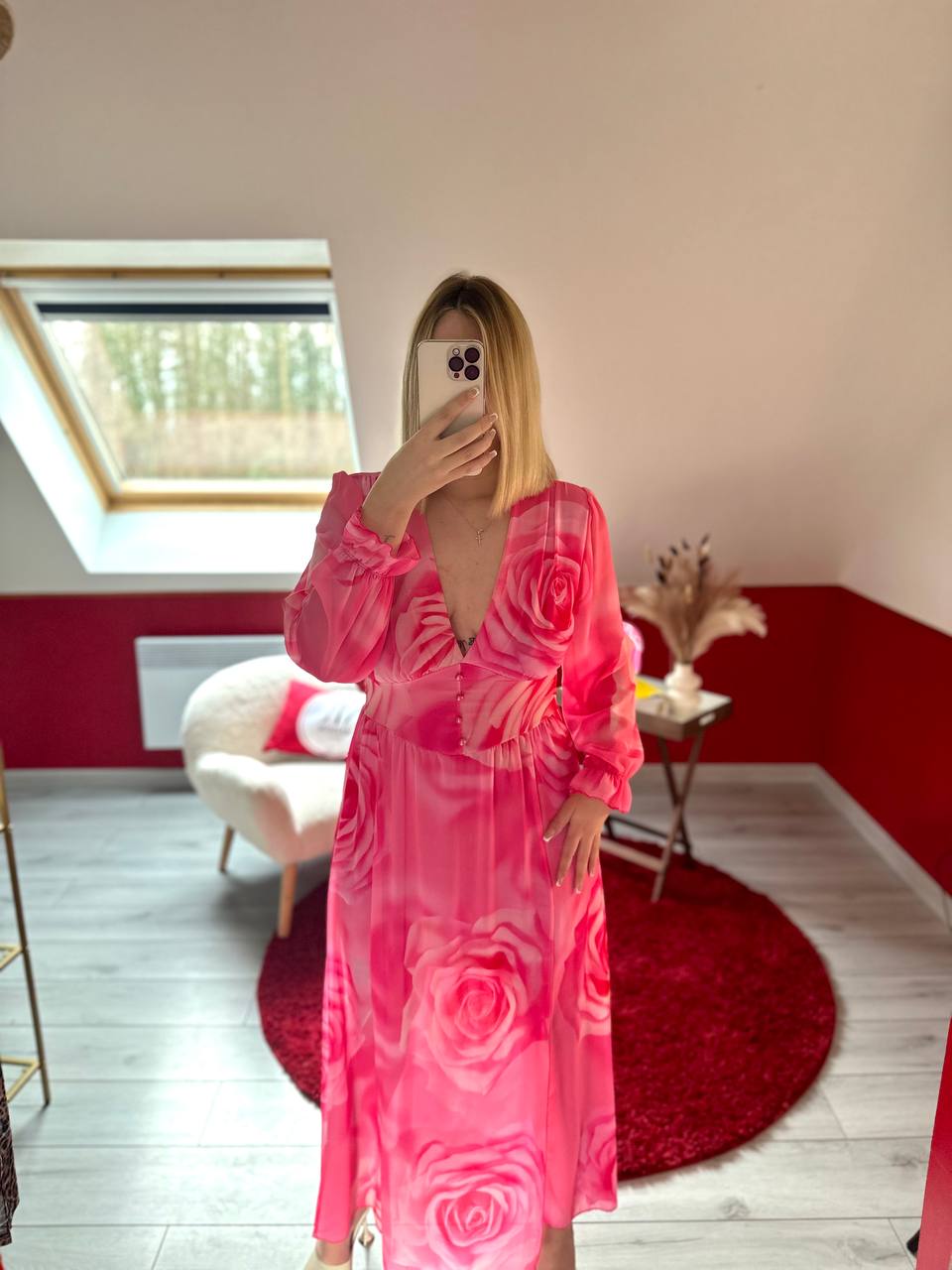 ROBE FLEURS ROSE - MaisonKLLY