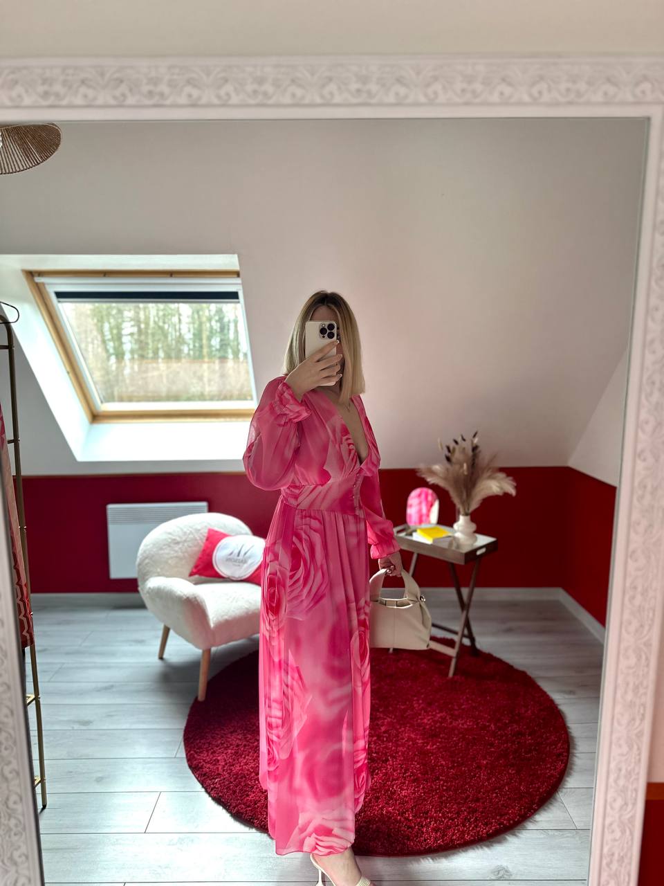 ROBE FLEURS ROSE - MaisonKLLY