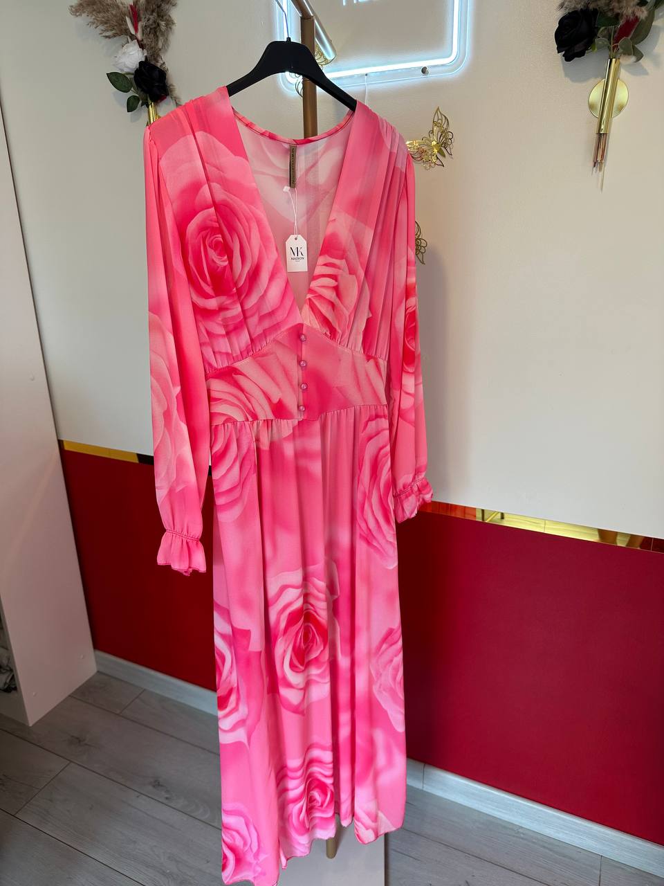 ROBE FLEURS ROSE - MaisonKLLY