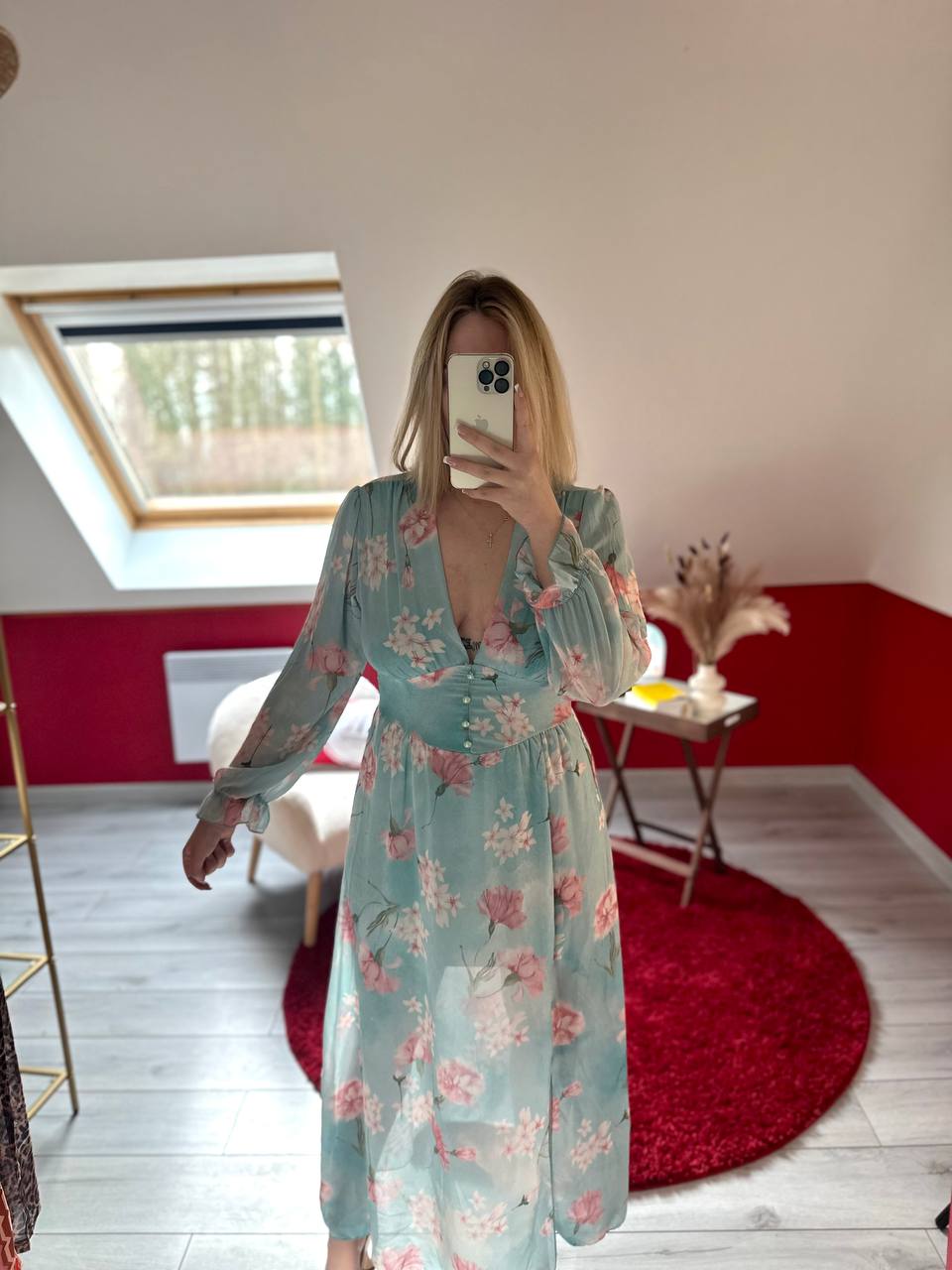 ROBE FLEURS BLEU - MaisonKLLY