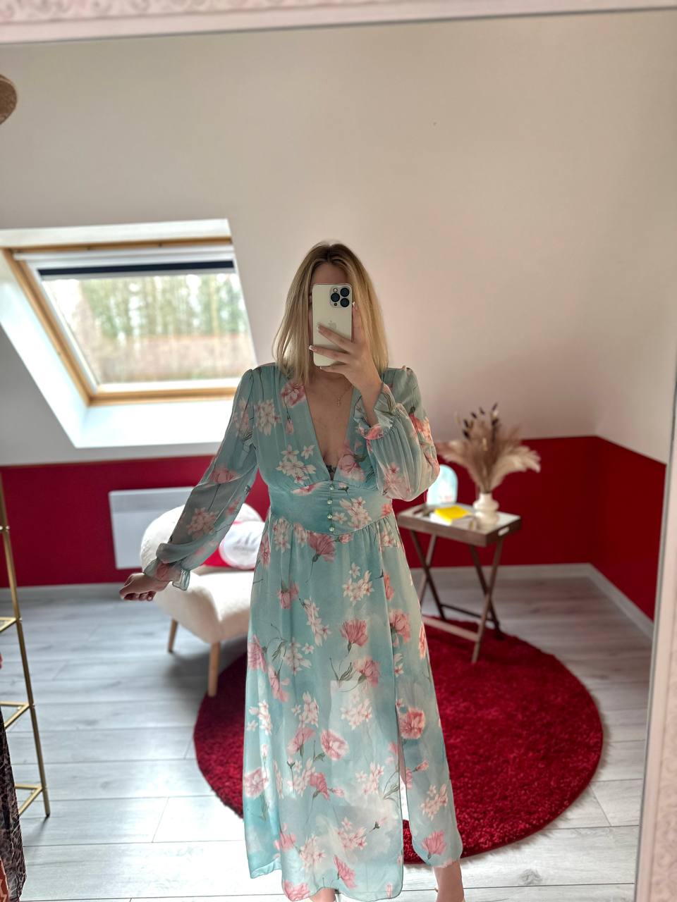 ROBE FLEURS BLEU - MaisonKLLY