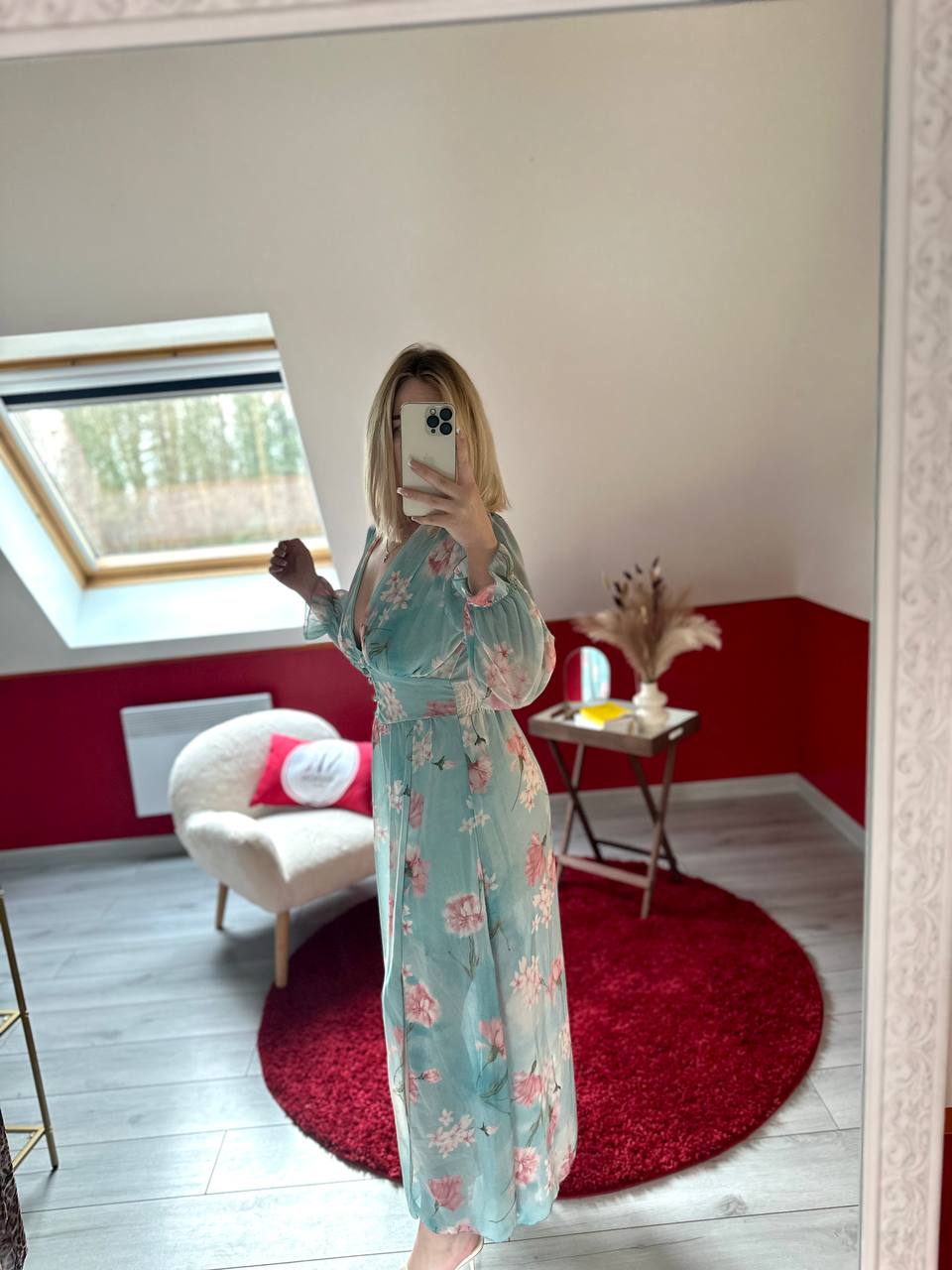 ROBE FLEURS BLEU - MaisonKLLY