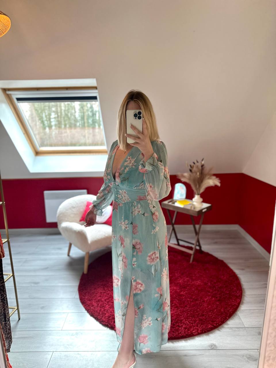 ROBE FLEURS BLEU - MaisonKLLY