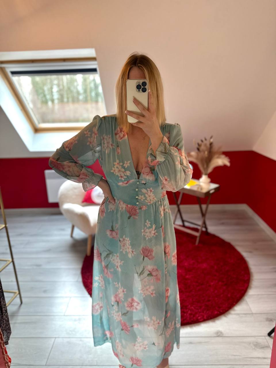 ROBE FLEURS BLEU - MaisonKLLY