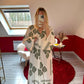 ROBE AVEC MOTIF VERT EFFET LIN - MaisonKLLY