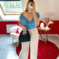 PANTALON FLUIDE AVEC DOUBLURE ÉCRU - MaisonKLLY