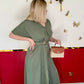 ROBE KAKI AVEC CEINTURE - MaisonKLLY